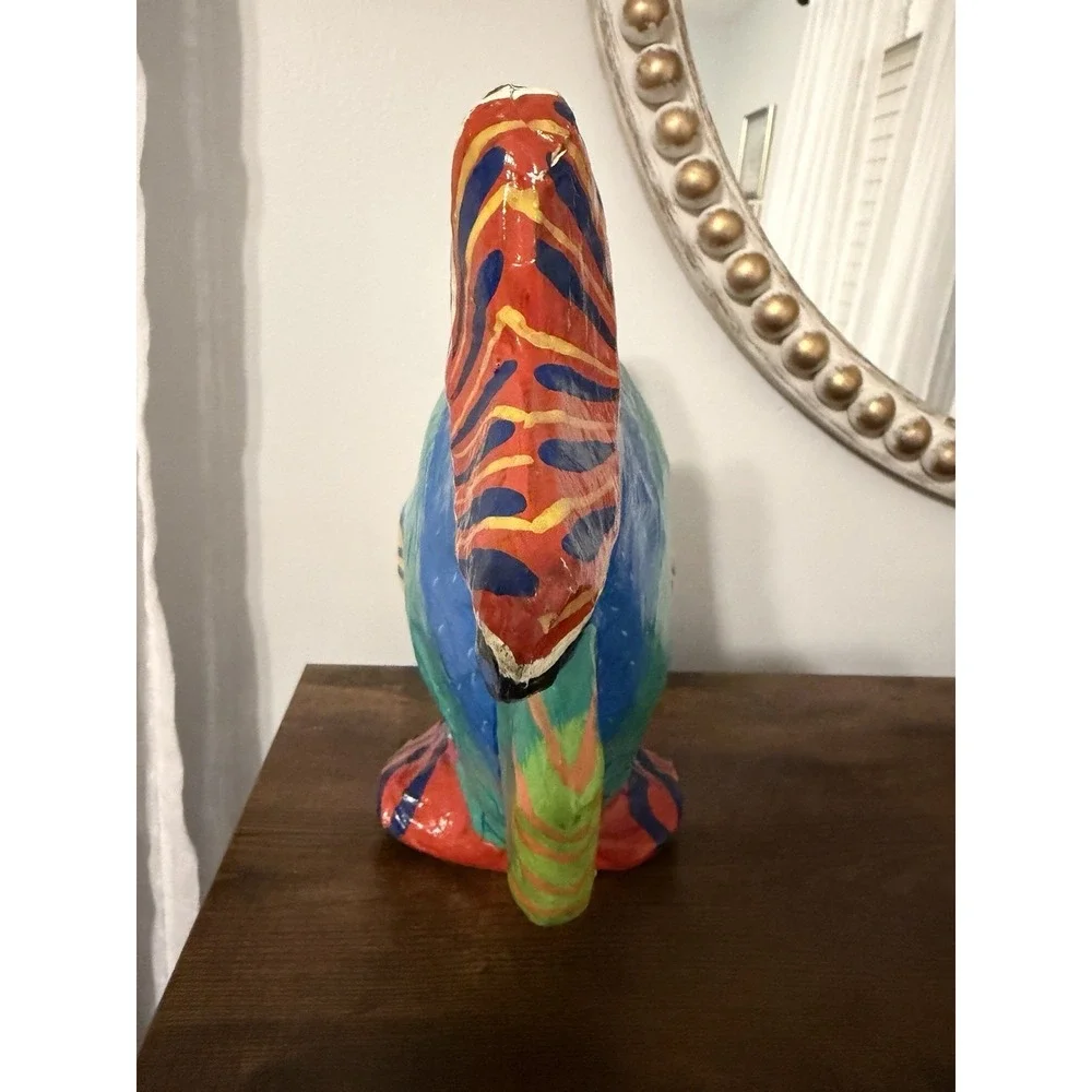 Vintage Style Hand Painted Paper Mache Tropical Fish Sculpture Coastal Decor